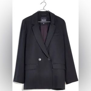 Madewell Drapeweave Caldwell Double Breasted Blazer. Black.M.